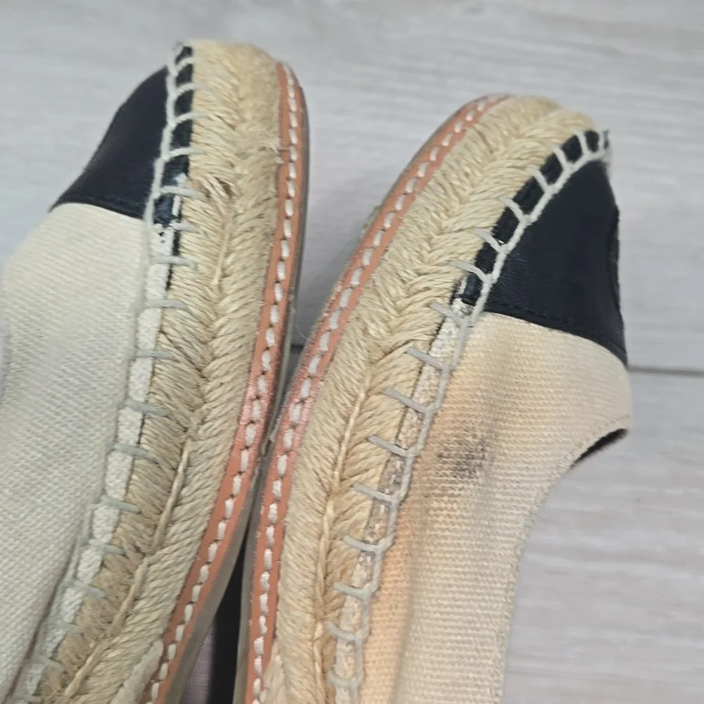Tory Burch Women's Textile Espadrille Wedge Logo Shoes Sz 8M